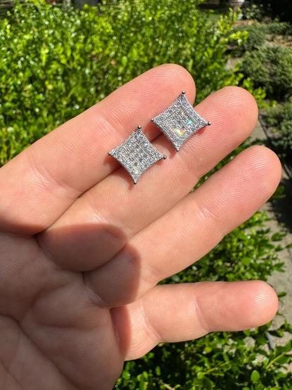 Italiano Silver, Inc. 1.17ct VVS Real Diamond Men's Solid 925 Silver Iced Hip Hop Kite Earrings