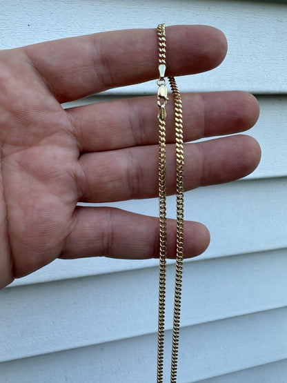 Italiano Silver, Inc. 10k Men's Ladies Solid Yellow Gold Micro 1.5-3mm Miami Cuban Link Chain Necklace