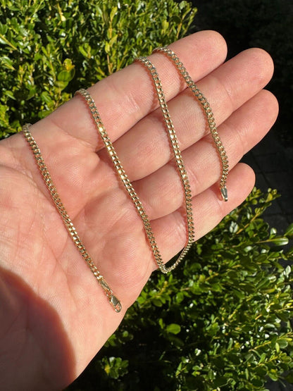 Italiano Silver, Inc. 10k Men's Ladies Solid Yellow Gold Micro 1.5-3mm Miami Cuban Link Chain Necklace