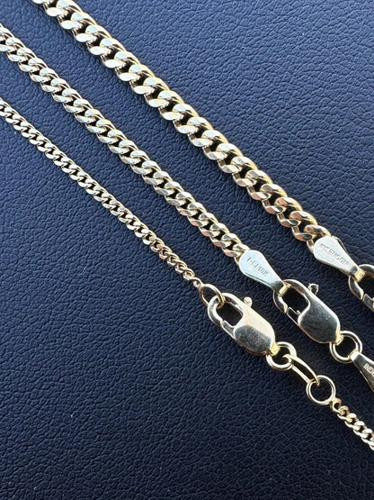 Italiano Silver, Inc. 10k Men's Ladies Solid Yellow Gold Micro 1.5-3mm Miami Cuban Link Chain Necklace