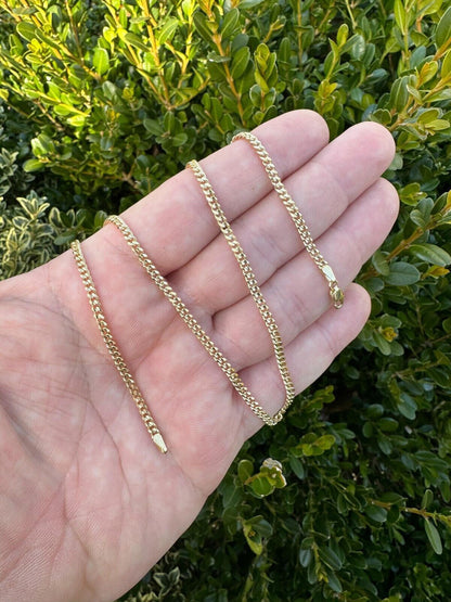 Italiano Silver, Inc. 10k Men's Ladies Solid Yellow Gold Micro 1.5-3mm Miami Cuban Link Chain Necklace