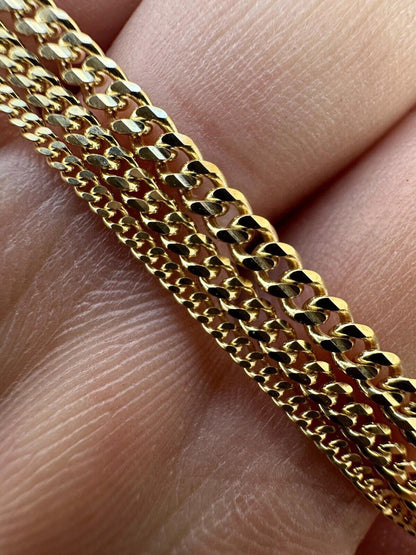 Italiano Silver, Inc. 10k Men's Ladies Solid Yellow Gold Micro 1.5-3mm Miami Cuban Link Chain Necklace