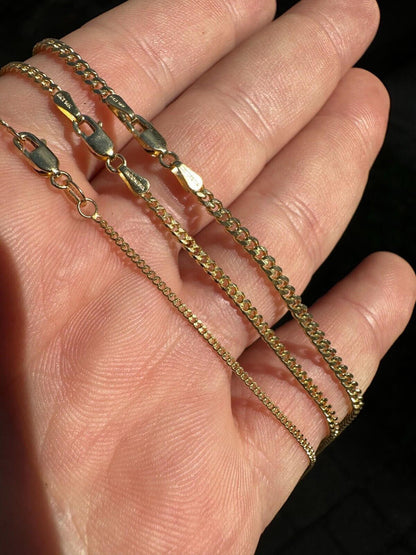 Italiano Silver, Inc. 10k Men's Ladies Solid Yellow Gold Micro 1.5-3mm Miami Cuban Link Chain Necklace