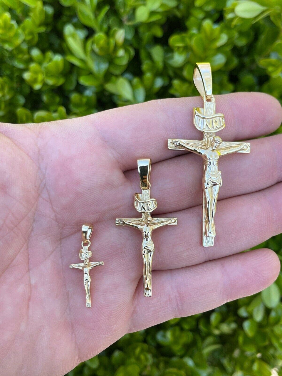 Italiano Silver, Inc 14k Gold Over Real Solid 925 Silver Cross Jesus Piece Crucifix Pendant Necklace