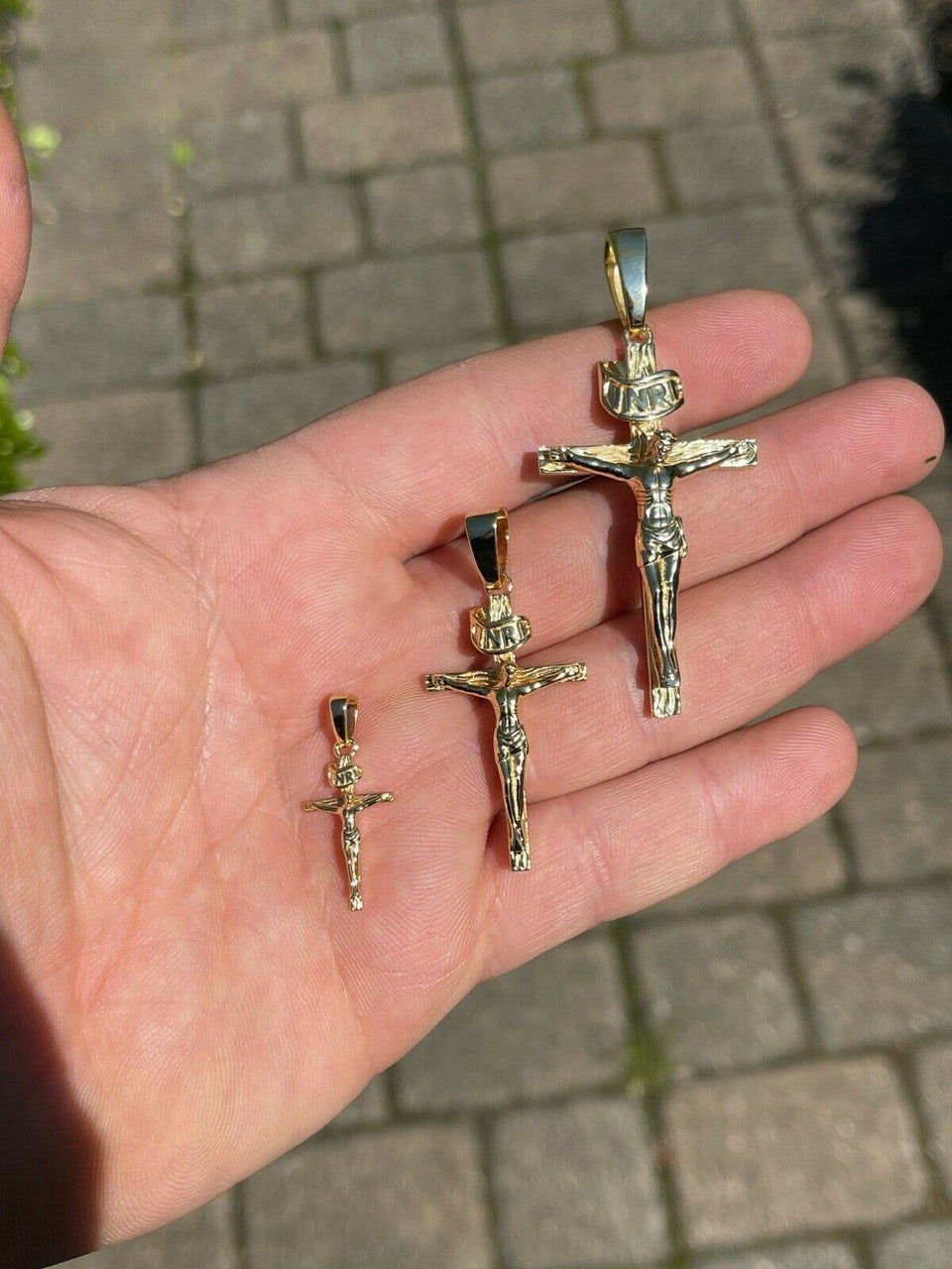 Italiano Silver, Inc 14k Gold Over Real Solid 925 Silver Cross Jesus Piece Crucifix Pendant Necklace