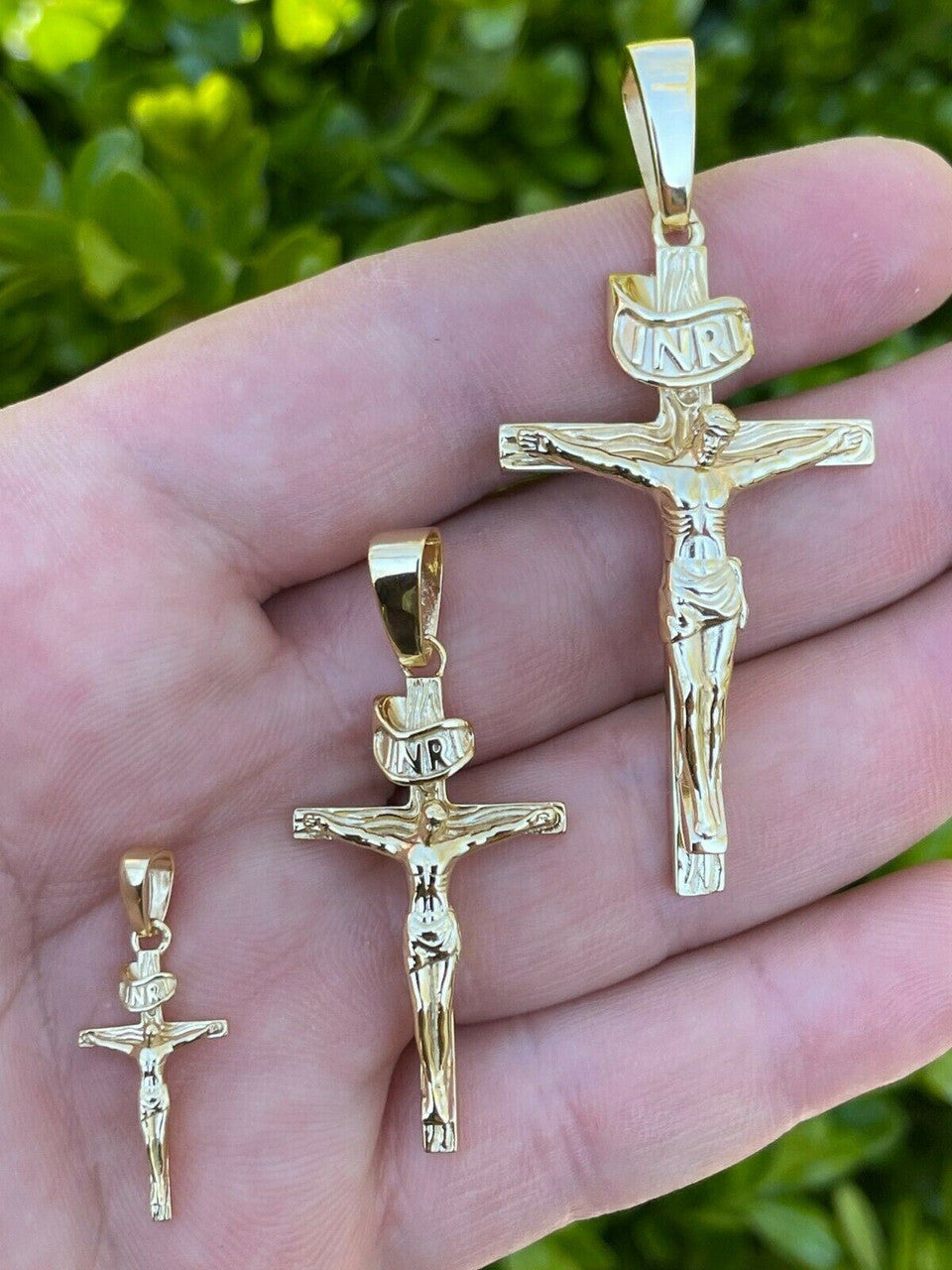 Italiano Silver, Inc 14k Gold Over Real Solid 925 Silver Cross Jesus Piece Crucifix Pendant Necklace