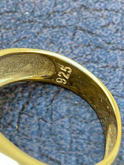 Italiano Silver, Inc 14k Gold Over Real Solid 925 Sterling Silver Black Onyx Stone Mens Signet Ring