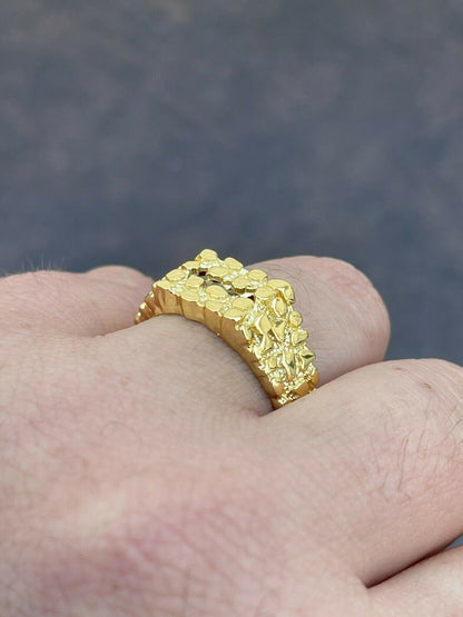 Italiano Silver, Inc 14k Gold Over REAL Solid 925 Sterling Silver Nugget Ring Iced Baguette Diamonds