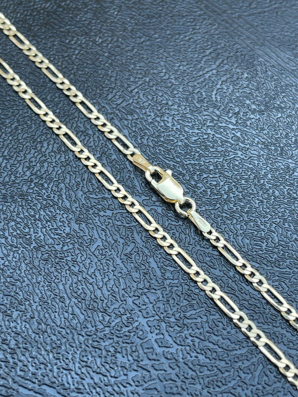 Italiano Silver, Inc 14k Gold Over Solid 925 Sterling Silver Figaro Chain Necklace Mens Ladies 2.5mm