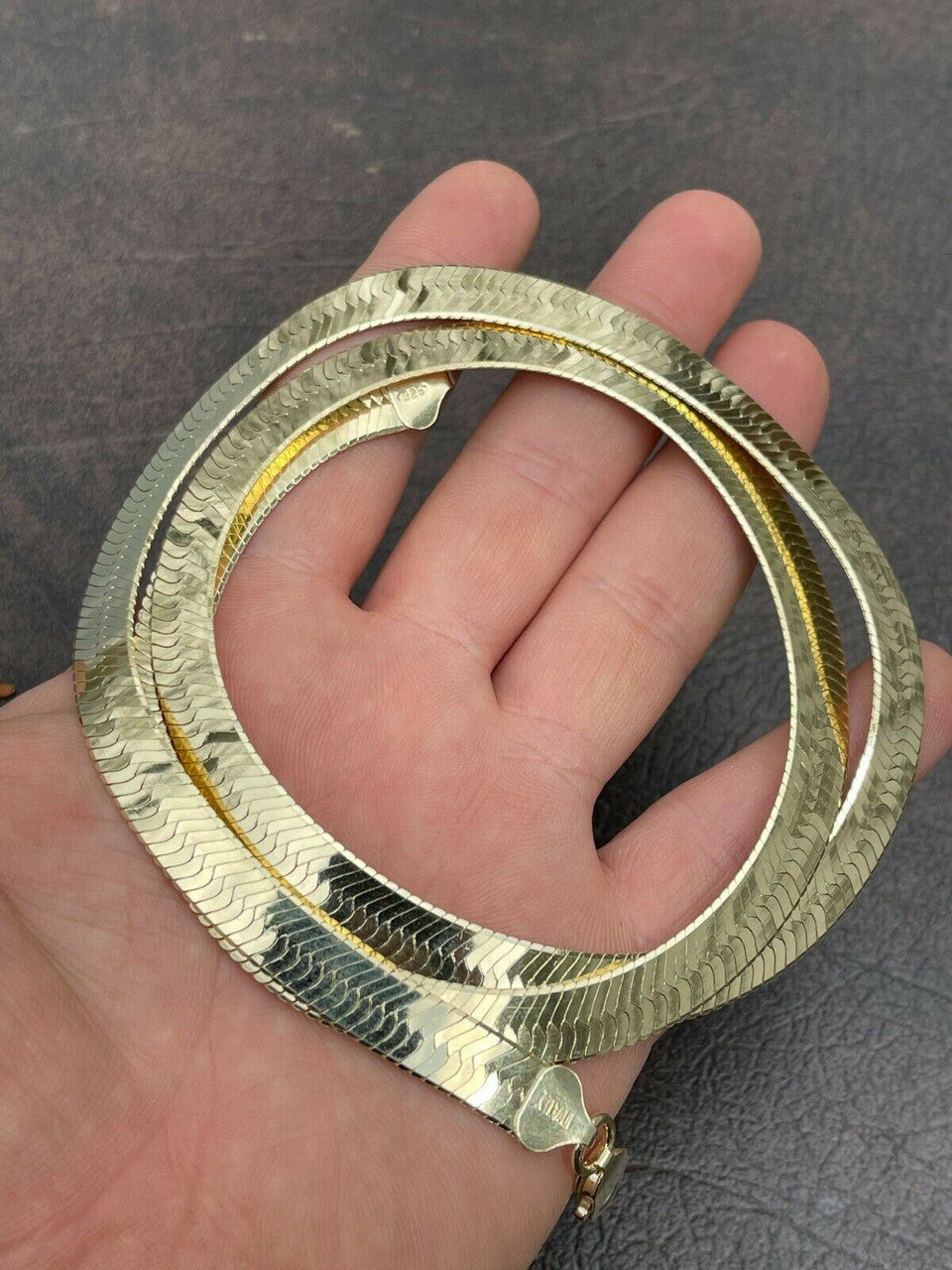 Italiano Silver, Inc 14k Gold Over Solid 925 Sterling Silver Herringbone Chain Necklace 3-9mm 14-28