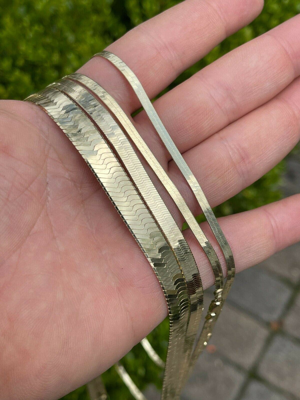 Italiano Silver, Inc 14k Gold Over Solid 925 Sterling Silver Herringbone Chain Necklace 3-9mm 14-28