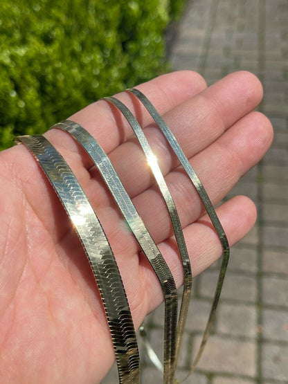 Italiano Silver, Inc 14k Gold Over Solid 925 Sterling Silver Herringbone Chain Necklace 3-9mm 14-28