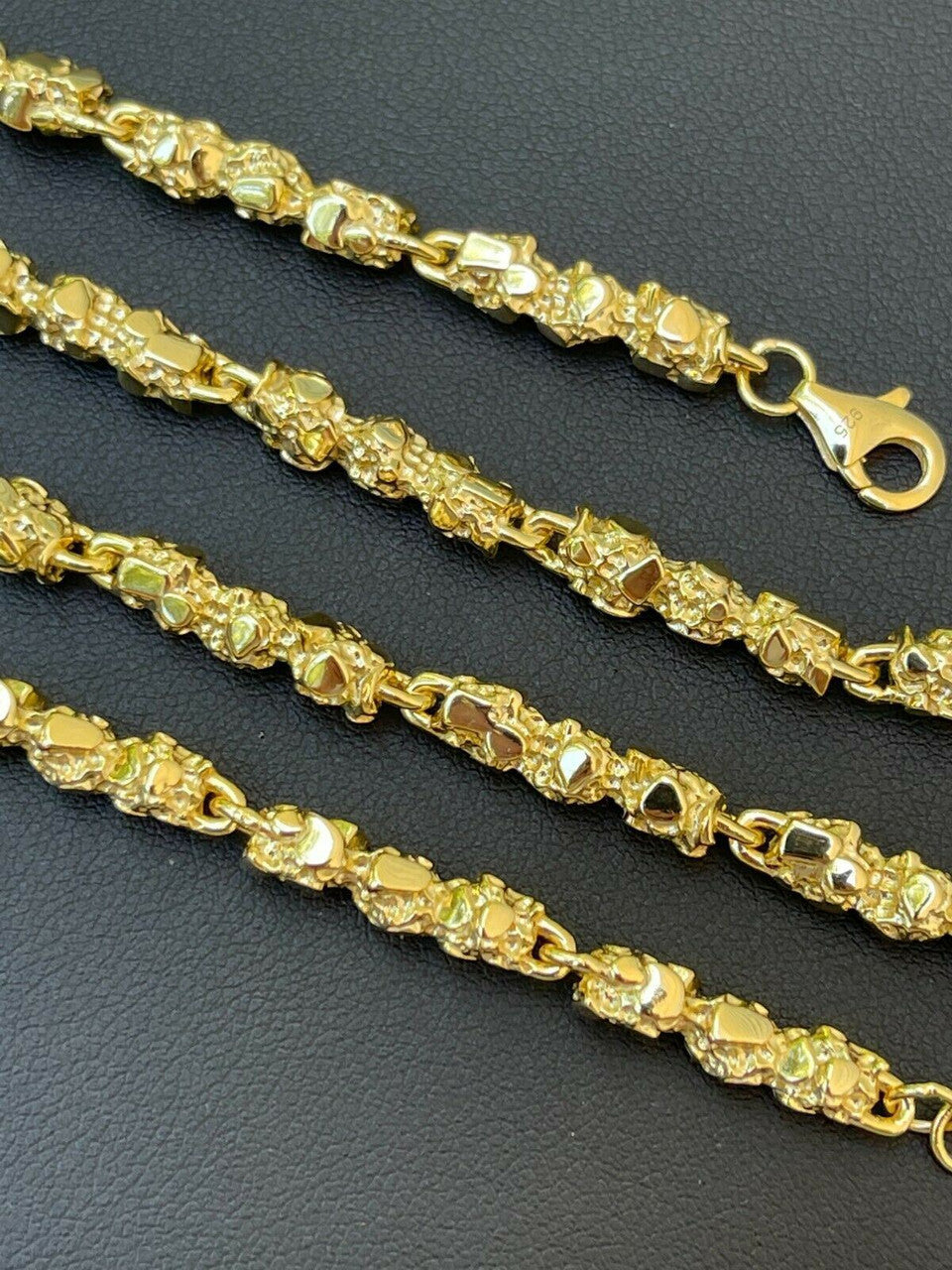 Italiano Silver, Inc 14k Gold Over Solid 925 Sterling Silver Nugget Link Chain Necklace 5mm 18-30