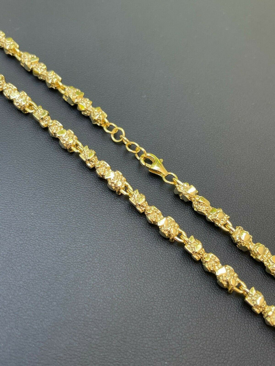 Italiano Silver, Inc 14k Gold Over Solid 925 Sterling Silver Nugget Link Chain Necklace 5mm 18-30