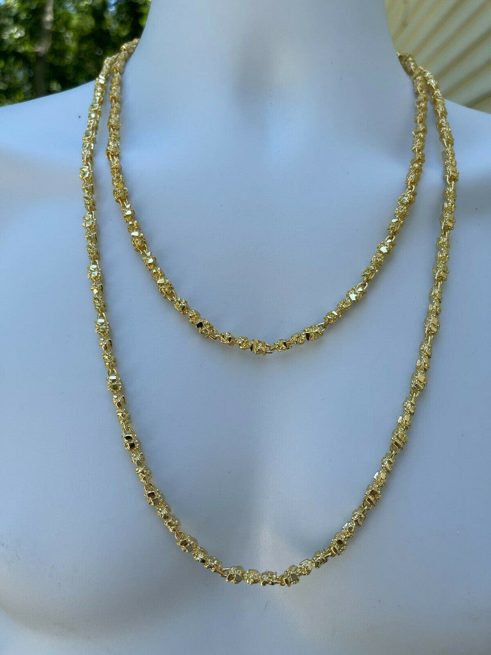 Italiano Silver, Inc 14k Gold Over Solid 925 Sterling Silver Nugget Link Chain Necklace 5mm 18-30