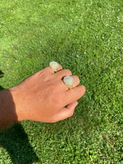 Italiano Silver, Inc 14k Gold Vermeil 925 Hip Hop RING Super Iced Moissanite Pass Diamond Test Pinky