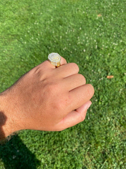 Italiano Silver, Inc 14k Gold Vermeil 925 Hip Hop RING Super Iced Moissanite Pass Diamond Test Pinky