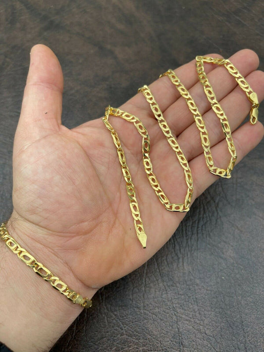 Italiano Silver, Inc 14k Gold Vermeil 925 Sterling Silver Mens Tigers Eye Chain Necklace Or Bracelet