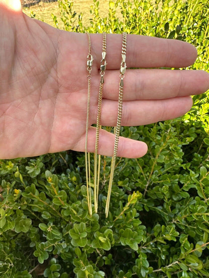 Italiano Silver, Inc. 14k Men's Ladies Solid Yellow Gold Micro 1.5-3mm Miami Cuban Link Chain Necklace