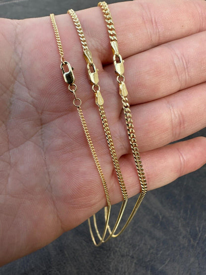 Italiano Silver, Inc. 14k Men's Ladies Solid Yellow Gold Micro 1.5-3mm Miami Cuban Link Chain Necklace