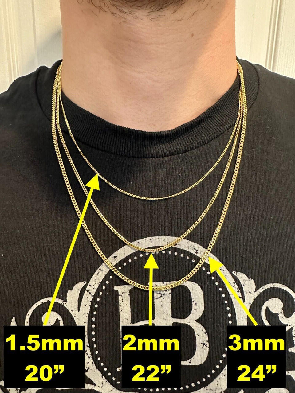 Italiano Silver, Inc. 14k Men's Ladies Solid Yellow Gold Micro 1.5-3mm Miami Cuban Link Chain Necklace