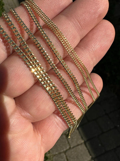 Italiano Silver, Inc. 14k Men's Ladies Solid Yellow Gold Micro 1.5-3mm Miami Cuban Link Chain Necklace