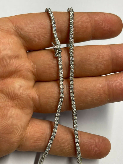 Italiano Silver, Inc 2mm MOISSANITE Tennis Necklace Passes Diamond Tester
