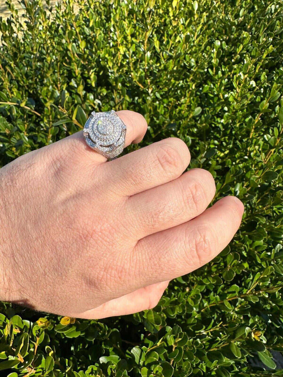 Italiano Silver, Inc. 3.38ct Real Diamond Hip Hop Solid 14k White Gold Iced King Crown Micropave Ring