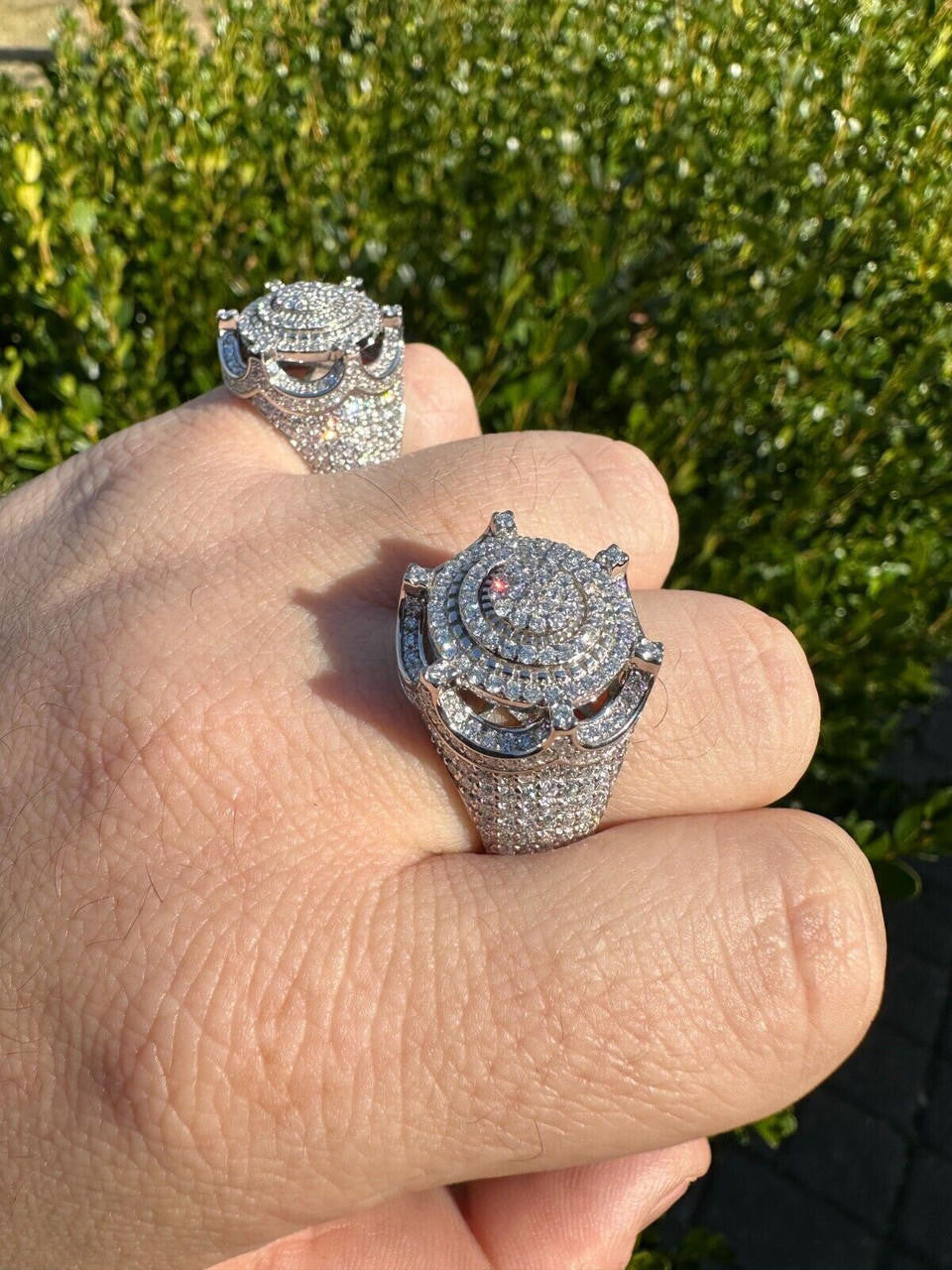 Italiano Silver, Inc. 3.38ct Real Diamond Hip Hop Solid 14k White Gold Iced King Crown Micropave Ring