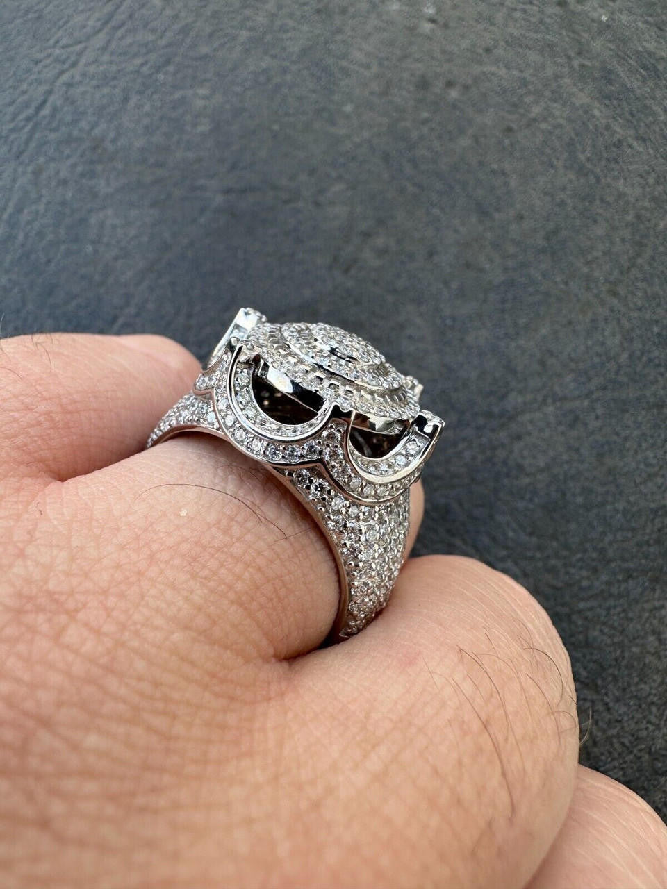 Italiano Silver, Inc. 3.38ct Real Diamond Hip Hop Solid 14k White Gold Iced King Crown Micropave Ring