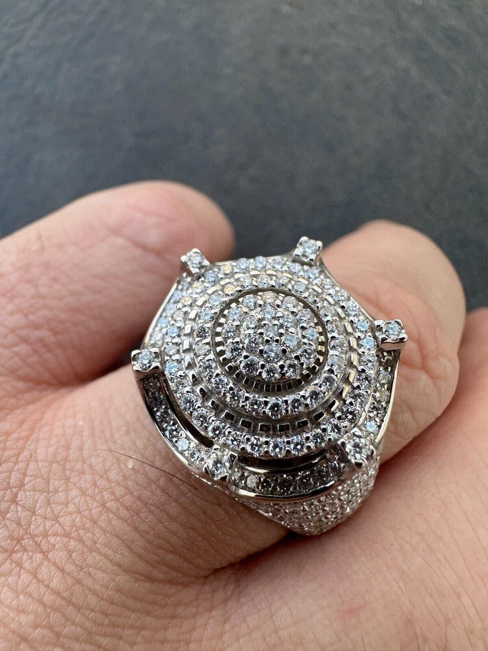 Italiano Silver, Inc. 3.38ct Real Diamond Hip Hop Solid 14k White Gold Iced King Crown Micropave Ring