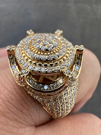 Italiano Silver, Inc. 3.38ct Real Diamond Hip Hop Solid 14k Yellow Gold Iced King Crown Micropave Ring