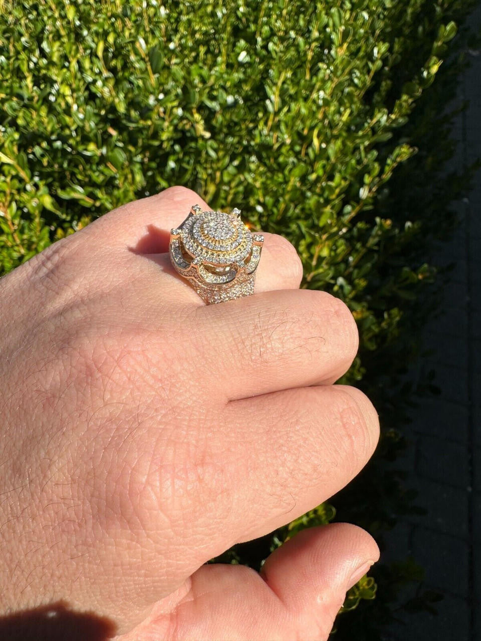 Italiano Silver, Inc. 3.38ct Real Diamond Hip Hop Solid 14k Yellow Gold Iced King Crown Micropave Ring