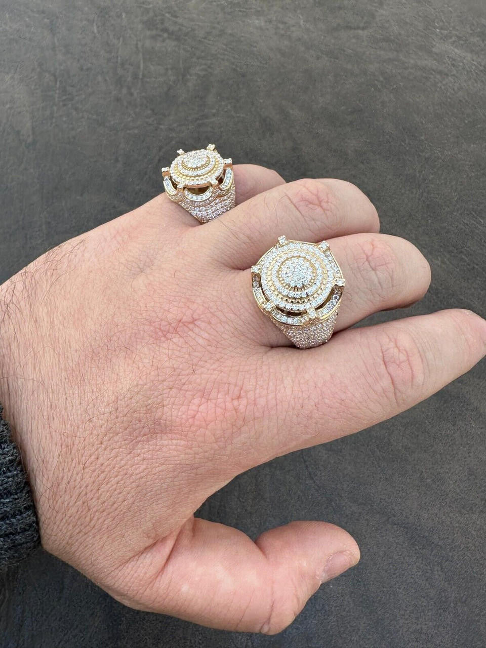 Italiano Silver, Inc. 3.38ct Real Diamond Hip Hop Solid 14k Yellow Gold Iced King Crown Micropave Ring