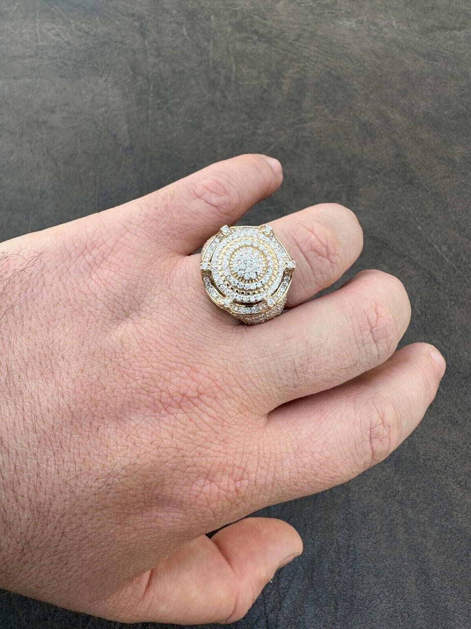 Italiano Silver, Inc. 3.38ct Real Diamond Hip Hop Solid 14k Yellow Gold Iced King Crown Micropave Ring