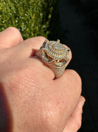 Italiano Silver, Inc. 3.38ct Real Diamond Hip Hop Solid 14k Yellow Gold Iced King Crown Micropave Ring