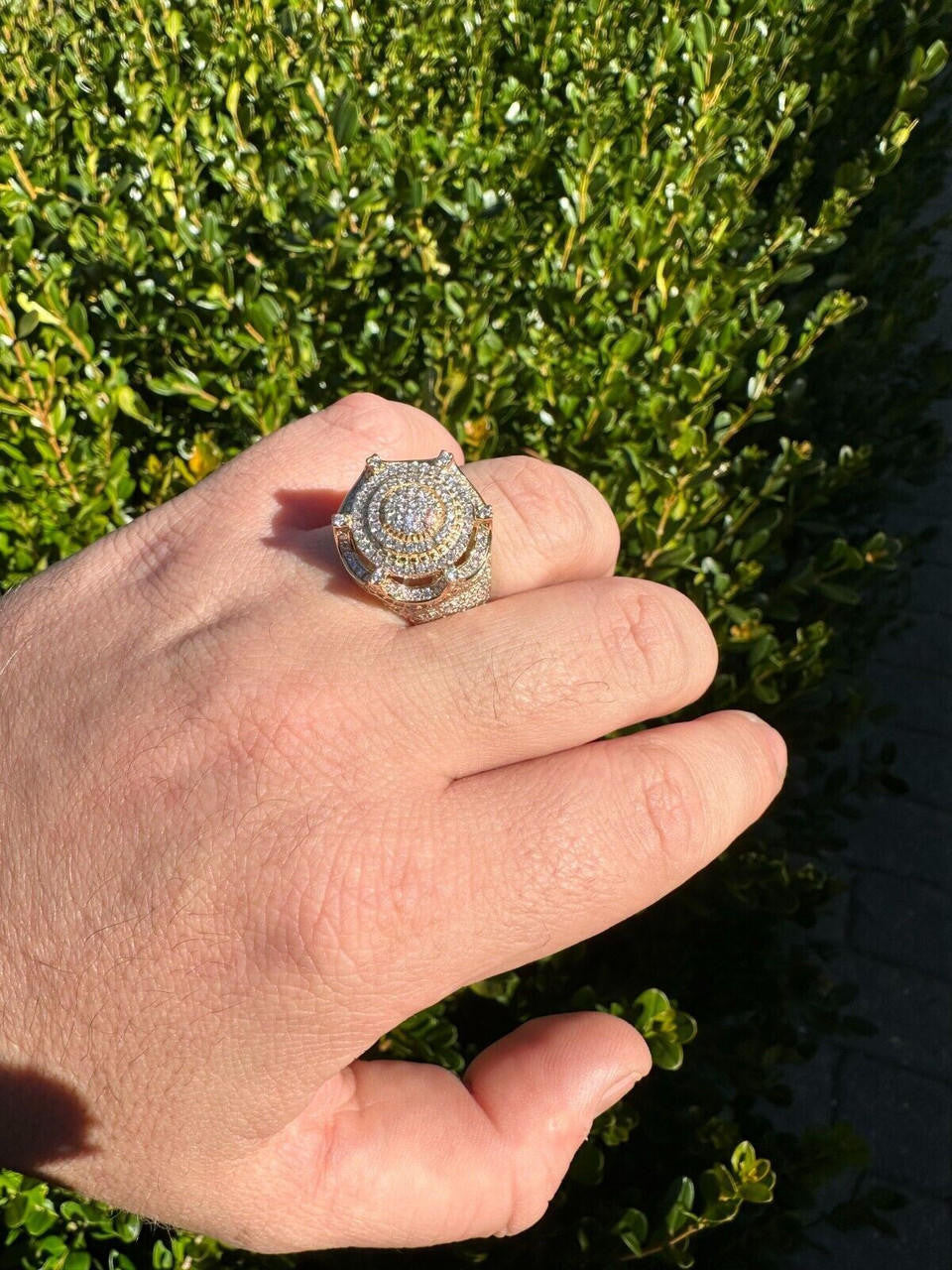 Italiano Silver, Inc. 3.38ct Real Diamond Hip Hop Solid 14k Yellow Gold Iced King Crown Micropave Ring