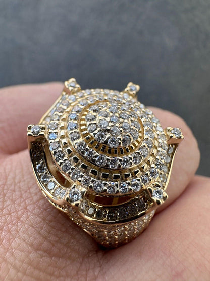 Italiano Silver, Inc. 3.38ct Real Diamond Hip Hop Solid 14k Yellow Gold Iced King Crown Micropave Ring