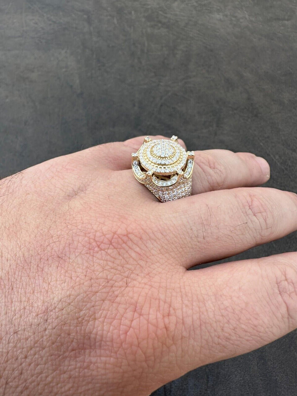 Italiano Silver, Inc. 3.38ct Real Diamond Hip Hop Solid 14k Yellow Gold Iced King Crown Micropave Ring