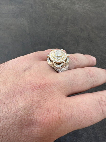 Italiano Silver, Inc. 3.38ct Real Diamond Hip Hop Solid 14k Yellow Gold Iced King Crown Micropave Ring