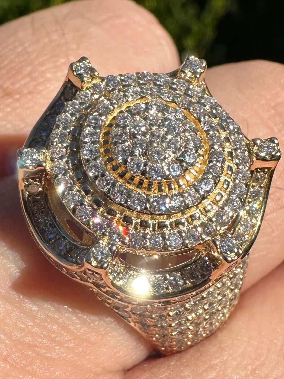 Italiano Silver, Inc. 3.38ct Real Diamond Hip Hop Solid 14k Yellow Gold Iced King Crown Micropave Ring