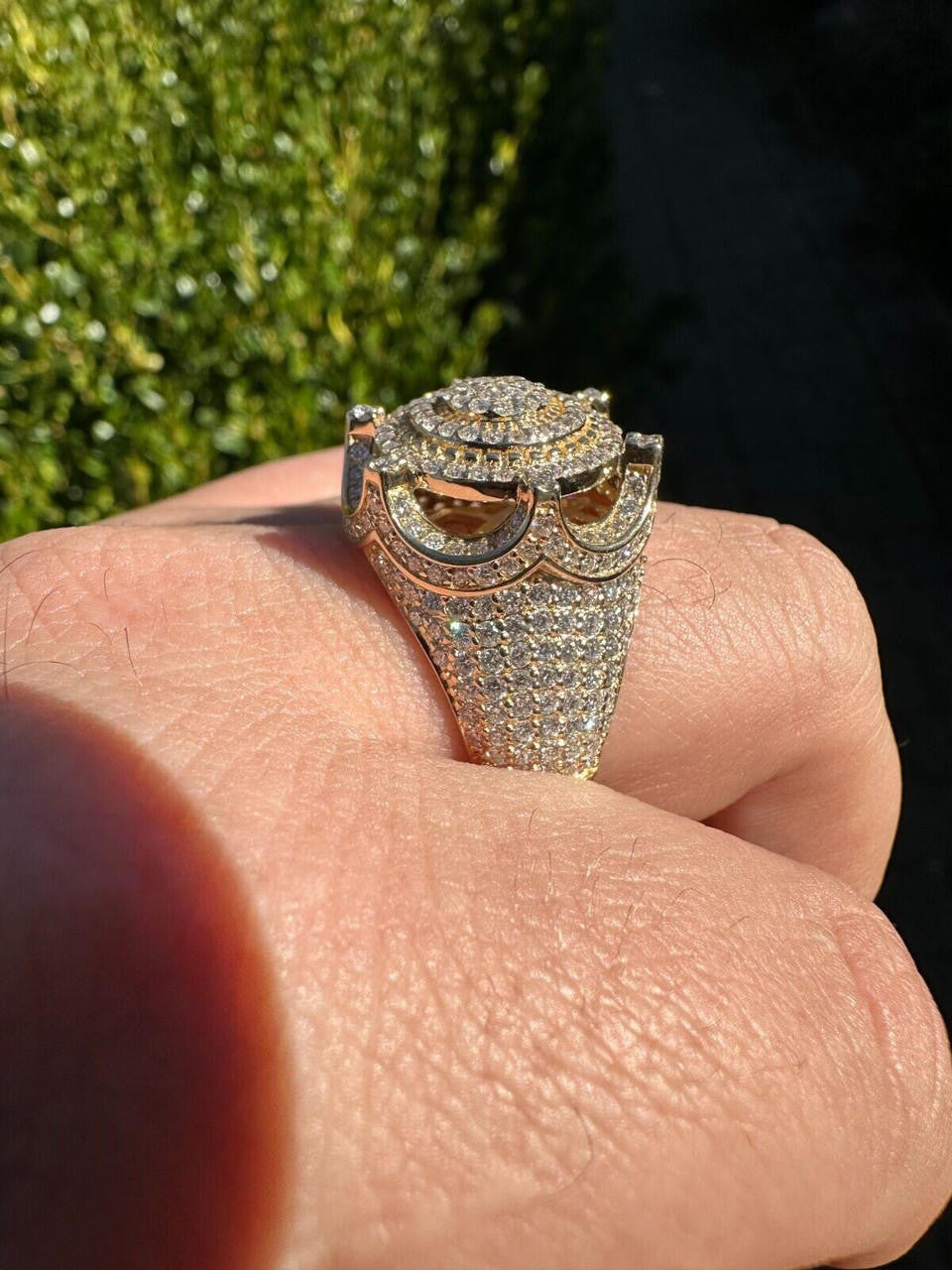 Italiano Silver, Inc. 3.38ct Real Diamond Hip Hop Solid 14k Yellow Gold Iced King Crown Micropave Ring