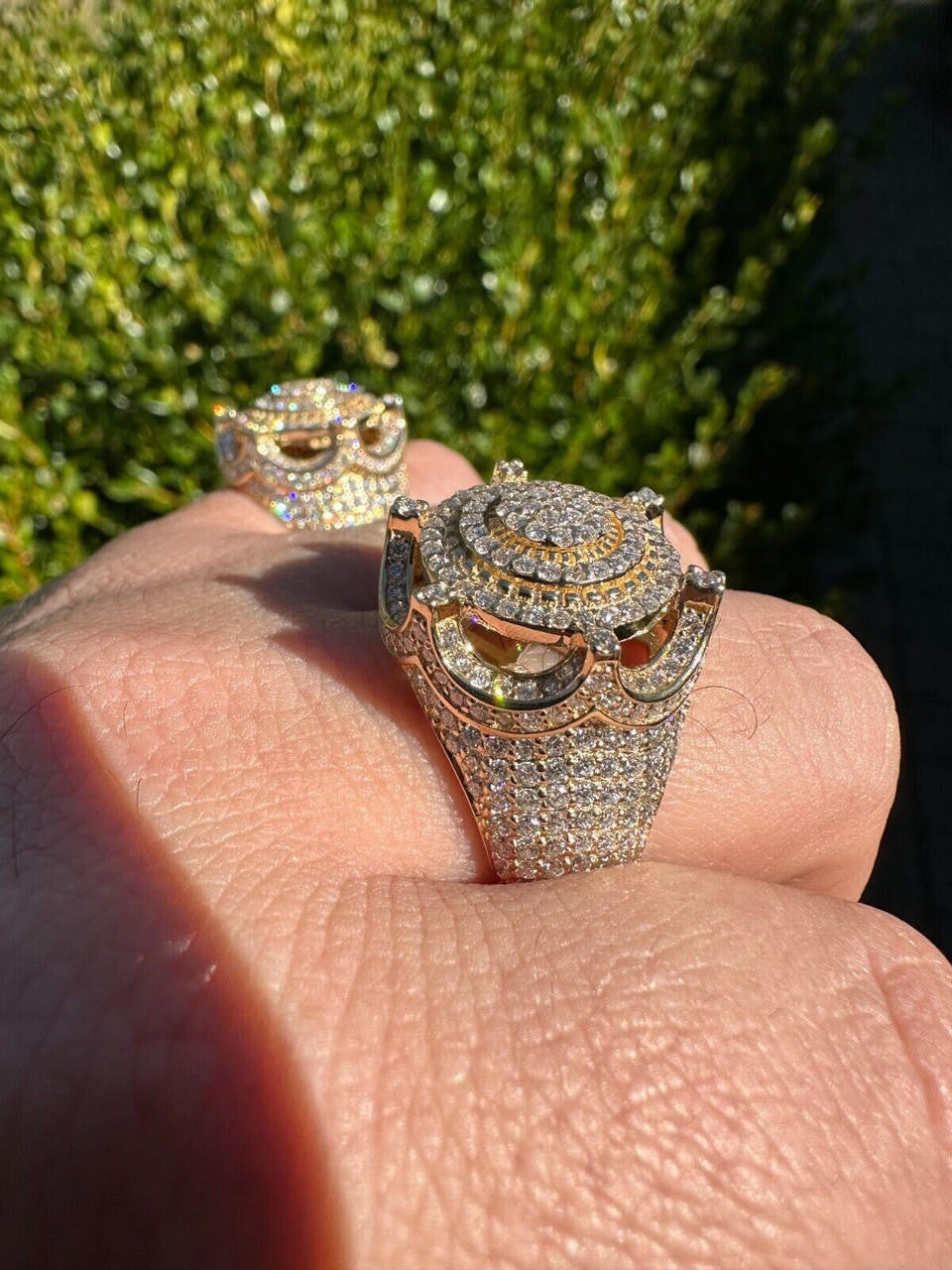 Italiano Silver, Inc. 3.38ct Real Diamond Hip Hop Solid 14k Yellow Gold Iced King Crown Micropave Ring