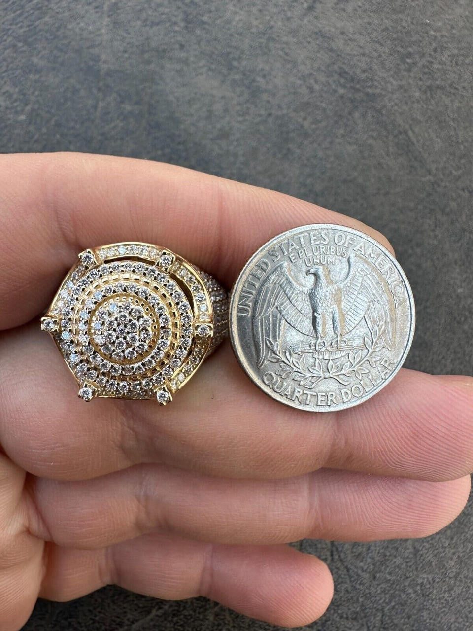 Italiano Silver, Inc. 3.38ct Real Diamond Hip Hop Solid 14k Yellow Gold Iced King Crown Micropave Ring