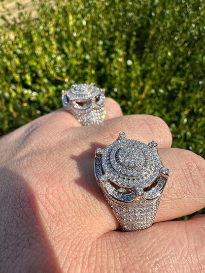 Italiano Silver, Inc. 3.38ct Real VVS Diamond Hip Hop Solid 925 Natural Silver Iced King Crown Ring