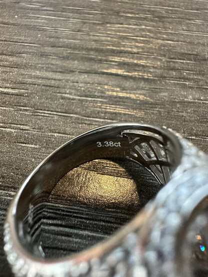 Italiano Silver, Inc. 3.38ct Real VVS Diamond Hip Hop Solid 925 Natural Silver Iced King Crown Ring