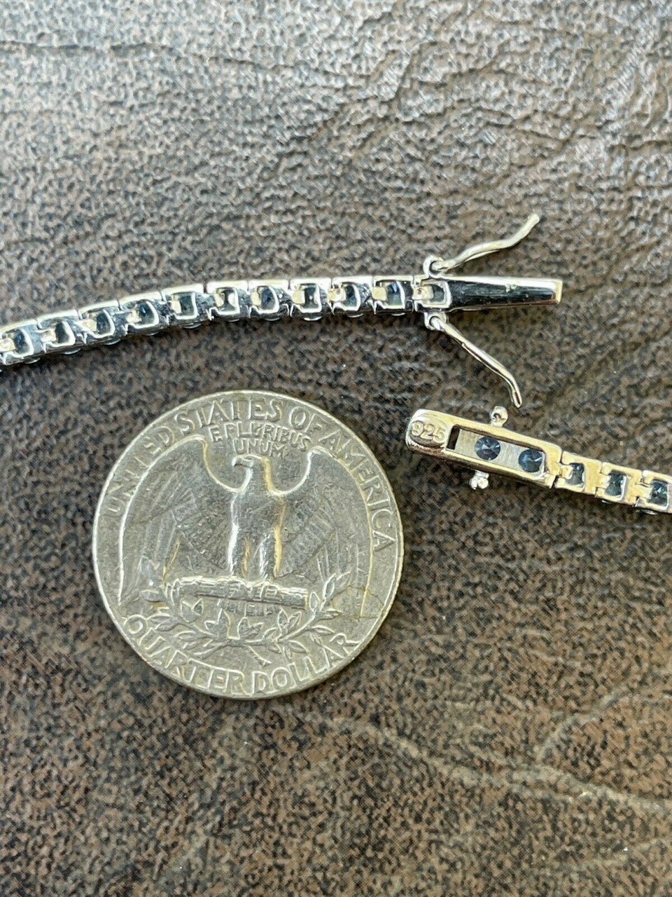 Italiano Silver, Inc 3mm Tennis Bracelet Real 925 Sterling Silver Aquamarine Blue Sapphire Diamond