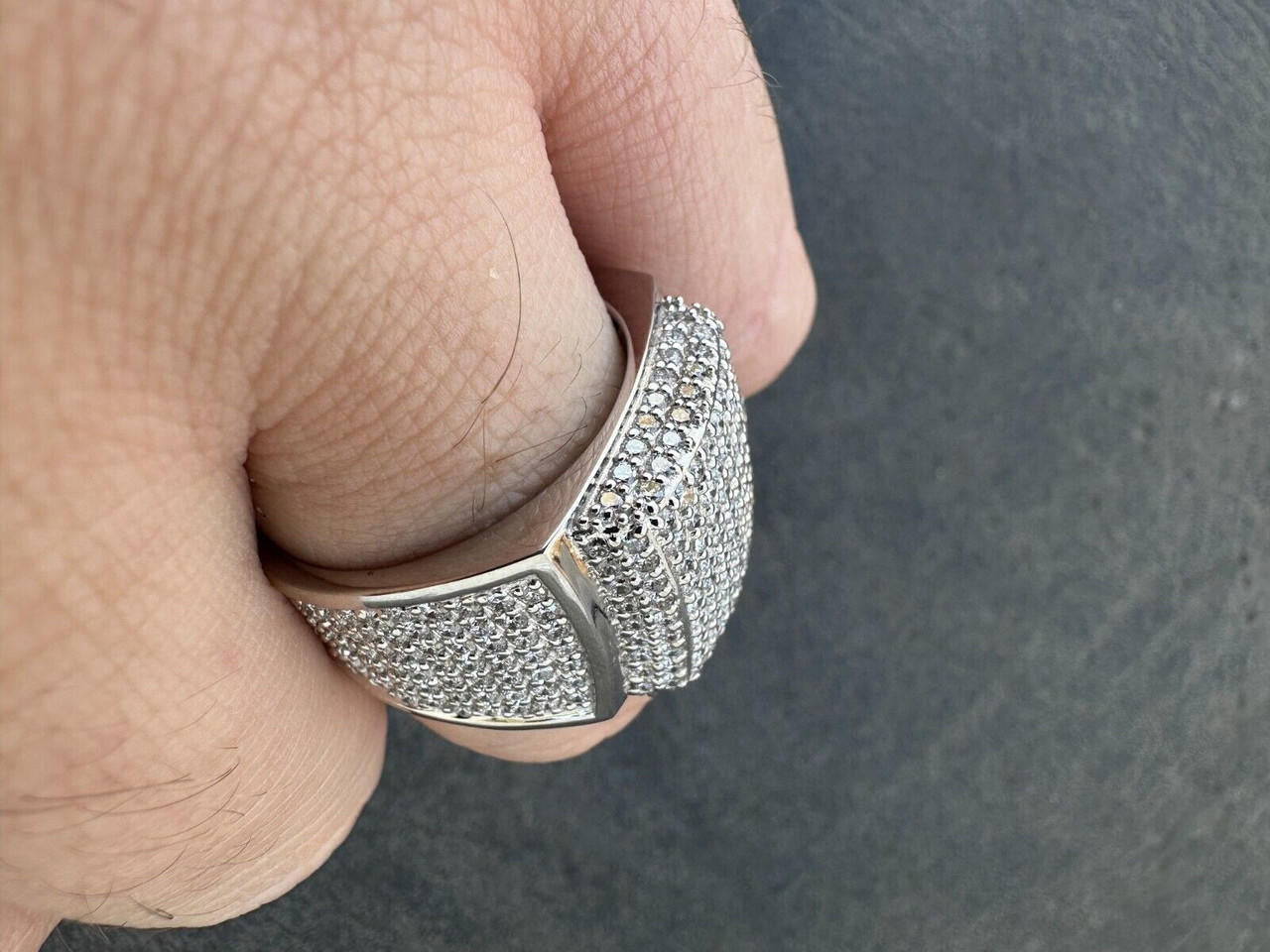 Italiano Silver, Inc. 4.47ct Real Diamond Hip Hop Natural 925 Sterling Silver Iced Square Mens Ring