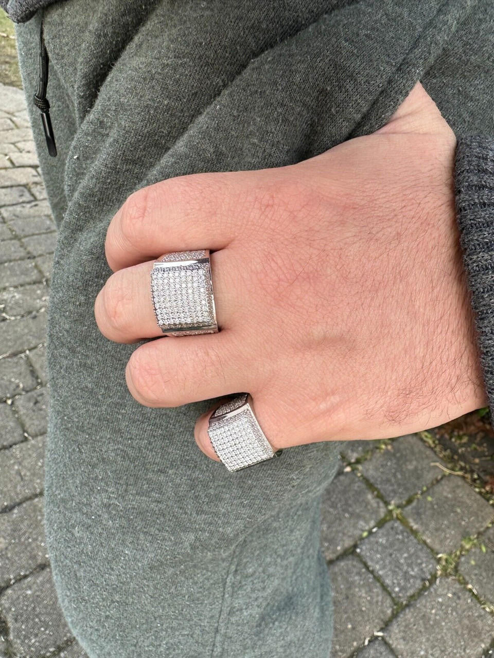 Italiano Silver, Inc. 4.47ct Real Diamond Hip Hop Natural 925 Sterling Silver Iced Square Mens Ring