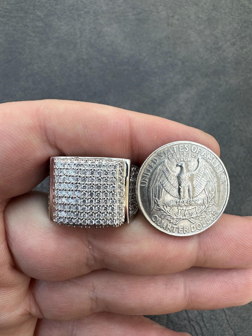 Italiano Silver, Inc. 4.47ct Real Diamond Hip Hop Natural 925 Sterling Silver Iced Square Mens Ring